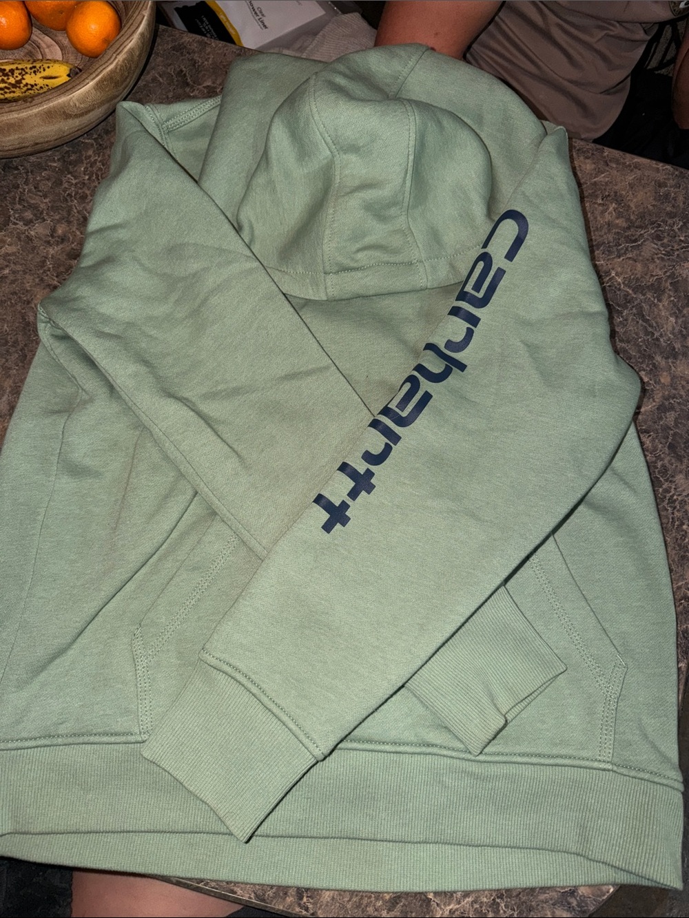 Carhartt Sage Green Logo Sleeve Hooded Sweatshirt